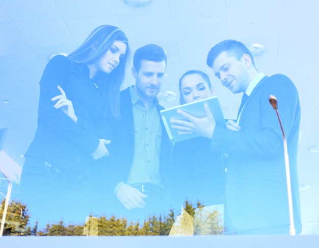 A multi-exposure image showing icons representing life insurance, disability insurance, paid time off, and employee assistance programs, against a backdrop of a sunrise.