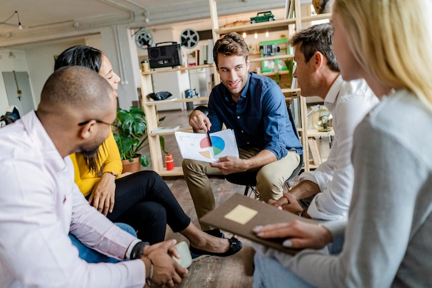 An image showing a group of entrepreneurs attending a small business workshop. They are actively listening to a presenter who is explaining the different types of government grants available.
