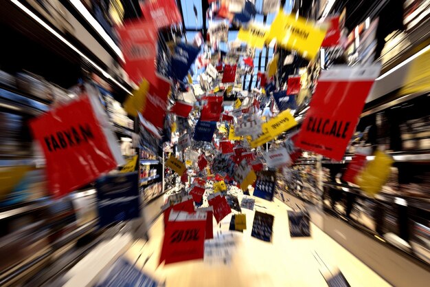 A close-up shot of a Target clearance endcap, overflowing with discounted items. Price tags are visible, showing the original price and the marked-down price.